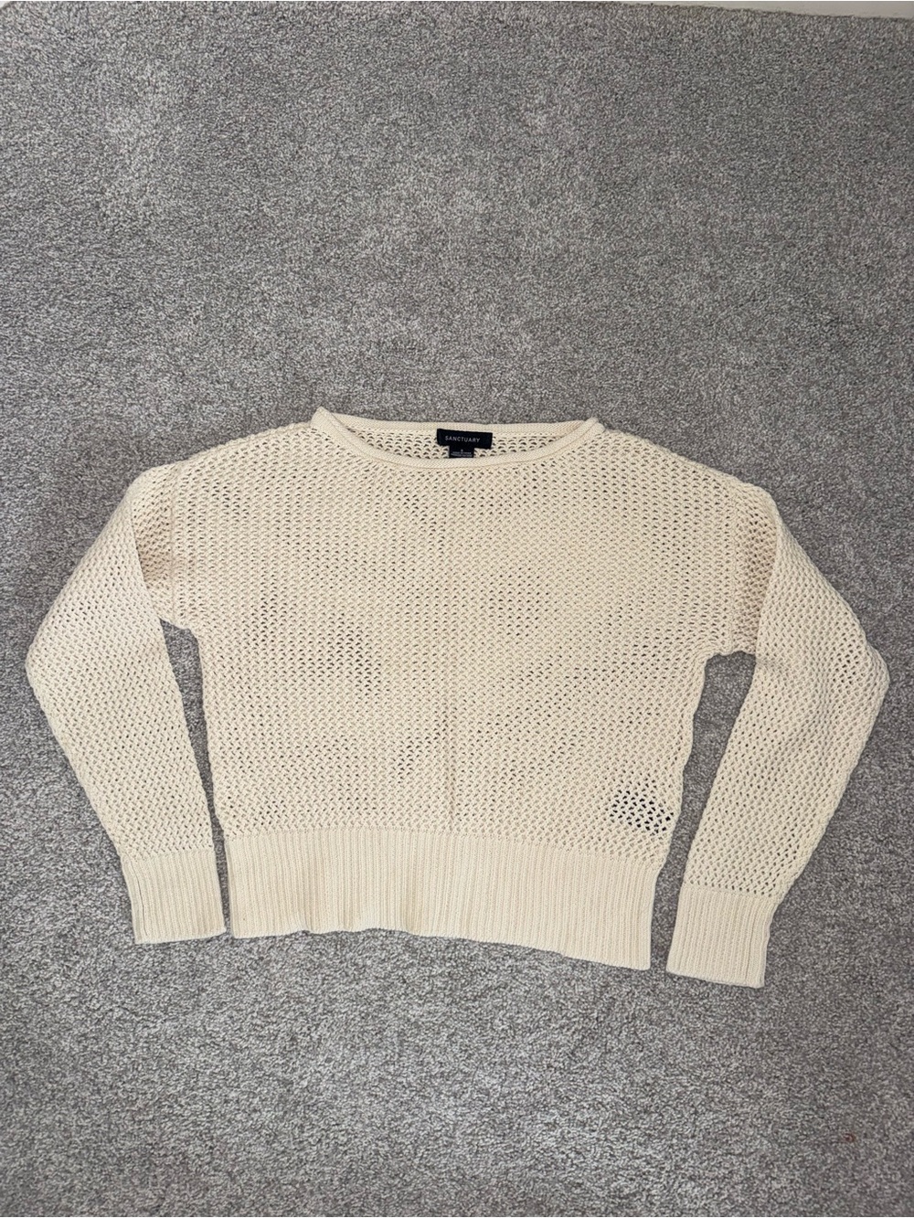 Evereve Open-Knit Crewneck Sweater in Cream - Picture 5 of 16